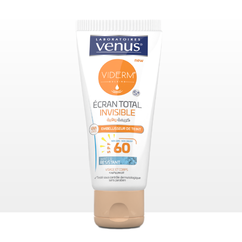 Tube Venus Viderm Solaire Ecran Total SPF60 Teinté pour visage