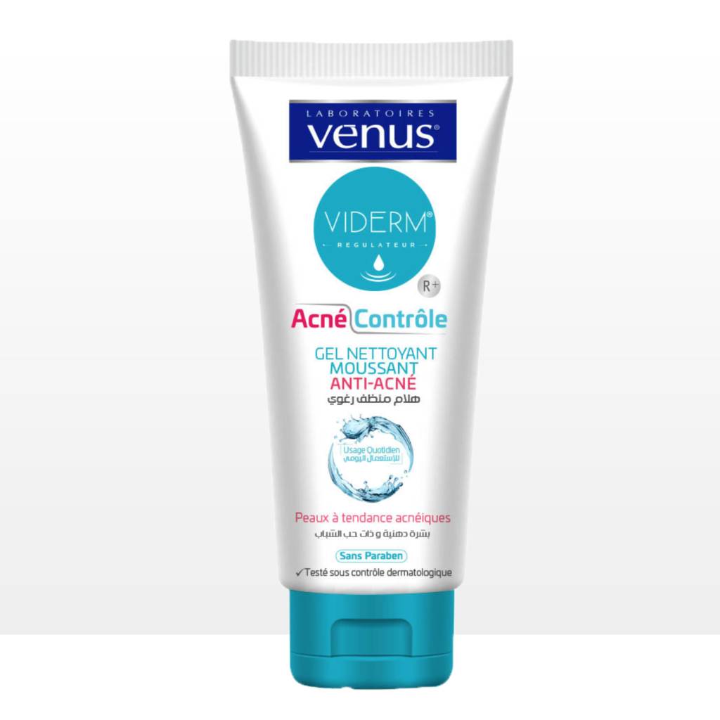 Tube Gel Nettoyant Moussant Anti-Acné Venus Viderm pour peau grasse