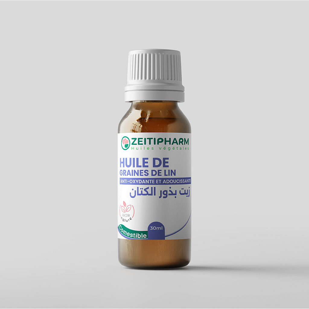 Flacon Huile végétale de graines de lin Zeitipharm Algérie pour cheveux et visage