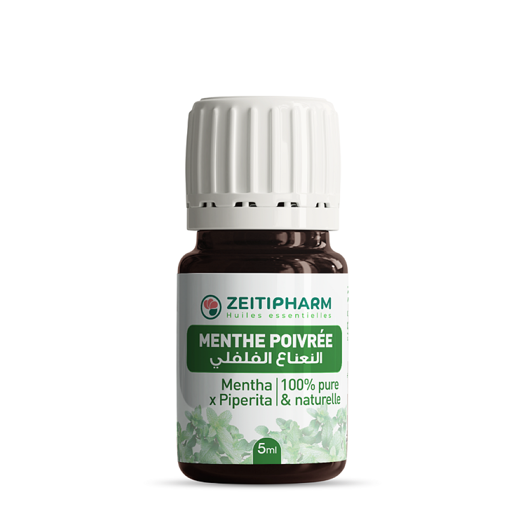 Flacon Huile essentielle Menthe Poivrée Zeitipharm Algérie pour migraine et digestion
