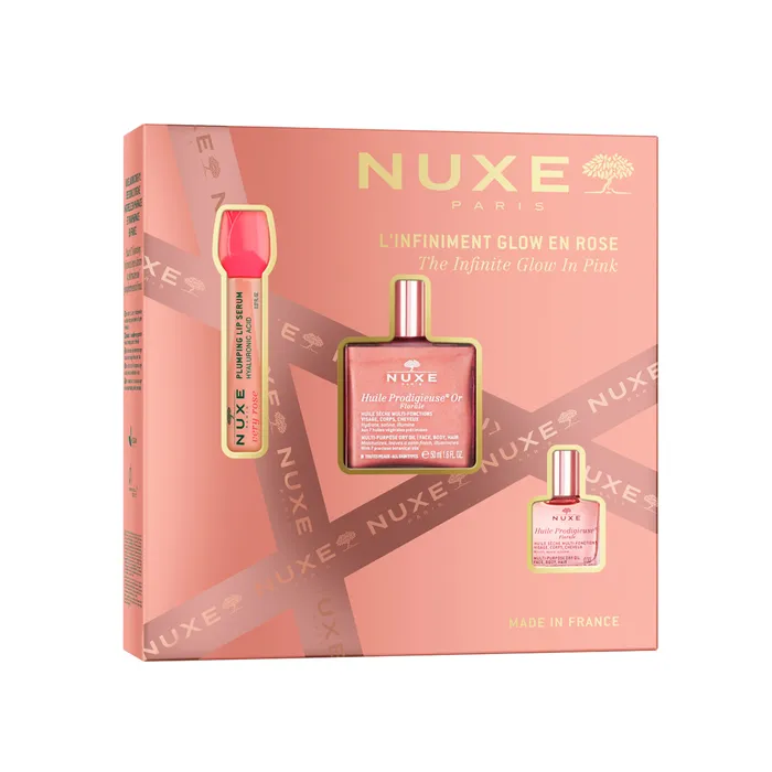 Nuxe COFFRET - L'infiniment Glow en Rose - Huile Prodigieuse Or Florale 50ml + Huile Prodigieuse Florale 10ml + Very Rose Sérum Lèvres Repulpant 8ml