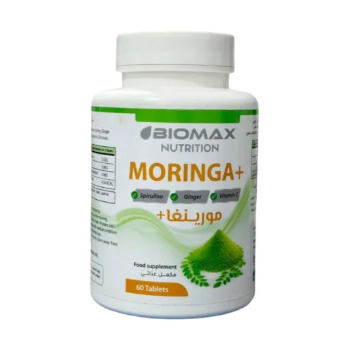 Complément alimentaire BIOMAX Moringa Spiruline Gingembre en flacon de 60 comprimés
