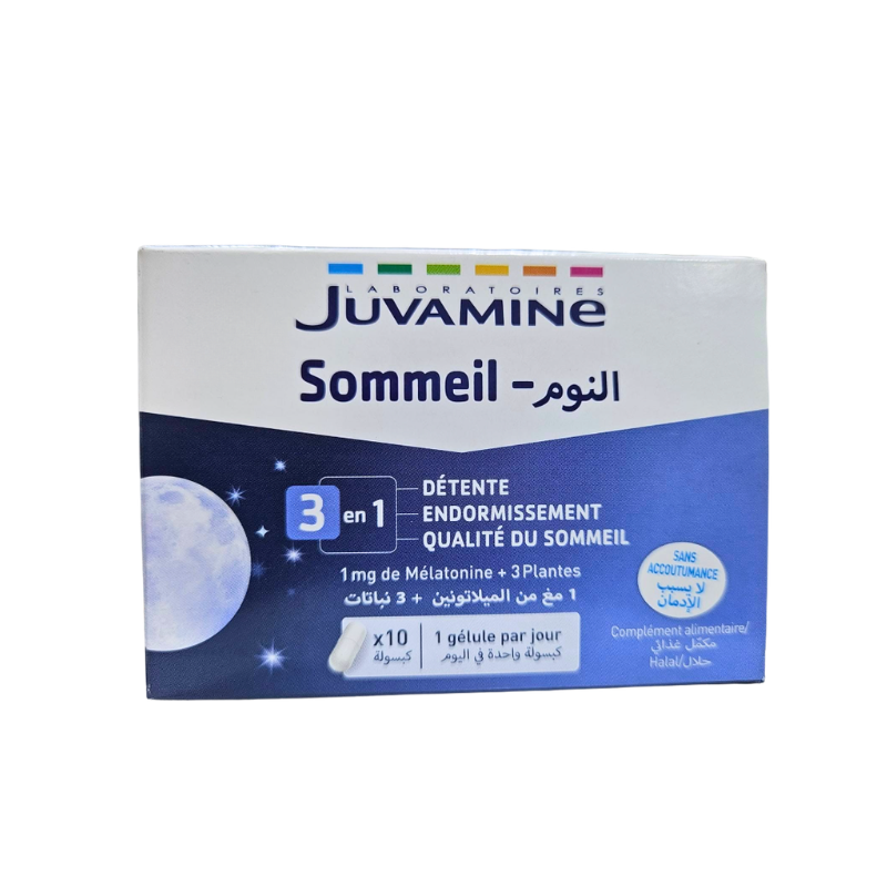 Juvamine Sommeil mélatonine 1 mg complément sommeil 10 gélules