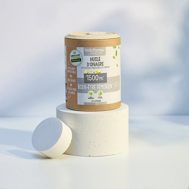 Huile d'onagre biologique Ecocert en capsules pour équilibre hormonal