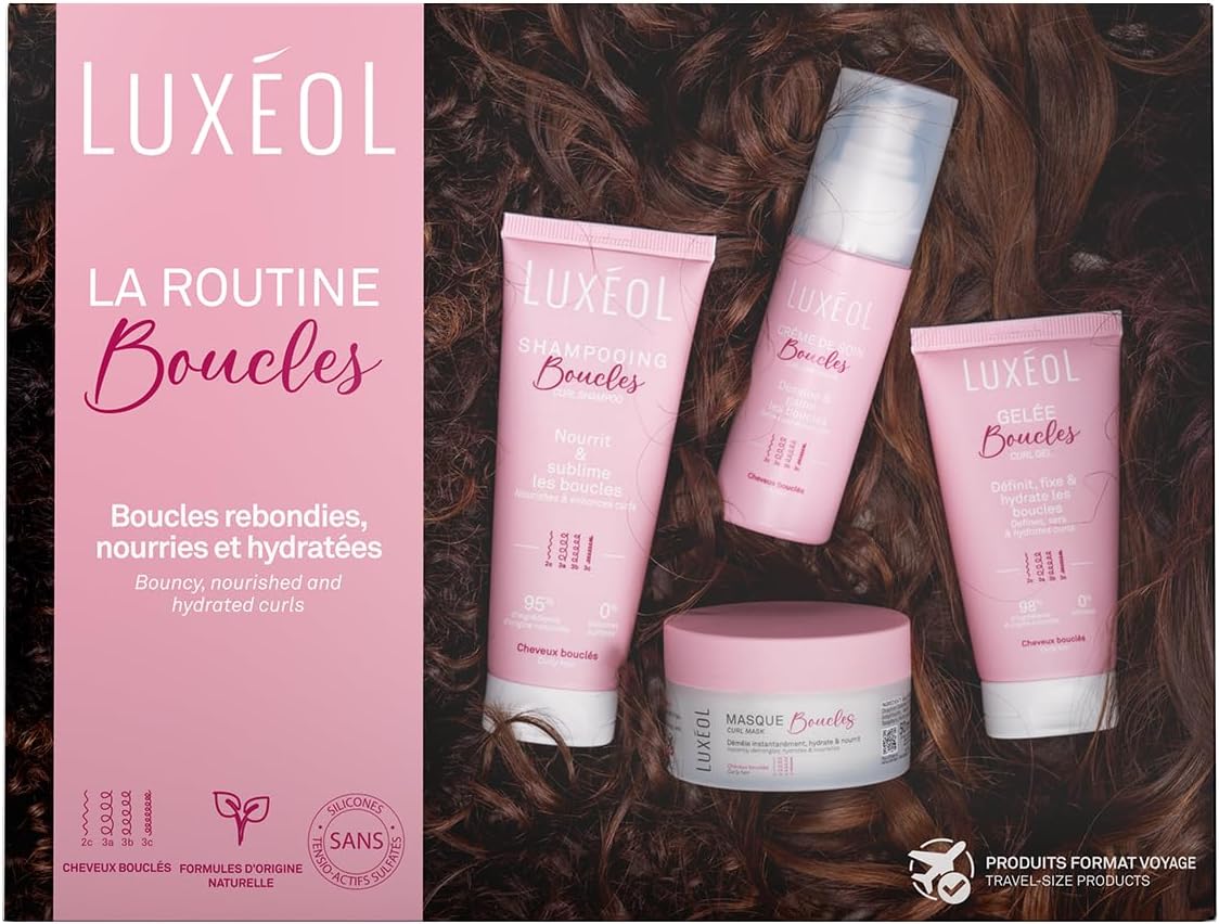 Luxéol La Routine Boucles Trousse avec Shampooing Masque Crème et Gelée