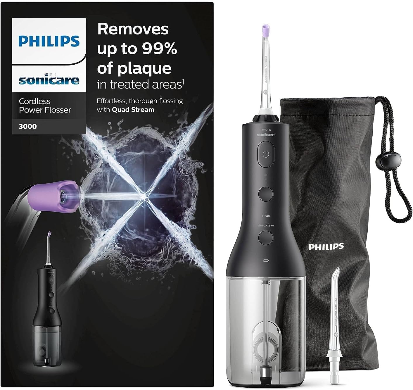 Philips Sonicare Power Flosser 3000 Jet Dentaire Sans Fil Blanc