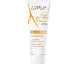 A-derma PROTECT KIDS - Lait Solaire Enfant Très Haute Protection SPF50+ - Visage et Corps - Peaux Fragiles, 250ml